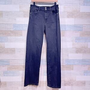 J JILL High Rise Wide Leg Jeans Faded Black Stretch Denim Womens 10T 10 Tall